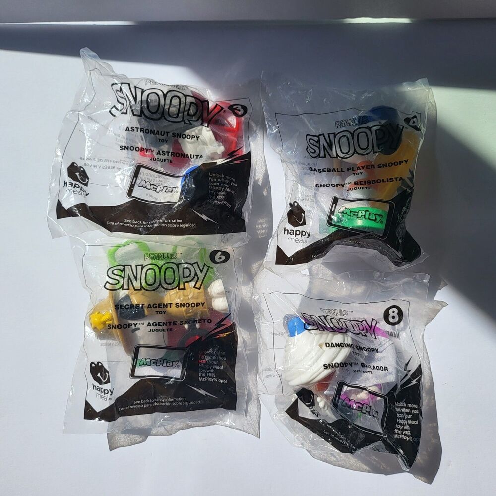 Snoopy Peanuts McDonald's Toys 2018 Lot 4: Astronaut Secret Agent Baseball NIP